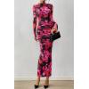 imagePRETTYGARDEN Womens Long Sleeve Maxi Dresses 2026 Spring Ruched Bodycon Floral Mesh Formal Wedding Guest Cocktail Party DressFloral Black Pink