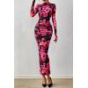 imagePRETTYGARDEN Womens Long Sleeve Maxi Dresses 2026 Spring Ruched Bodycon Floral Mesh Formal Wedding Guest Cocktail Party DressFloral Black Pink