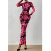 imagePRETTYGARDEN Womens Long Sleeve Maxi Dresses 2026 Spring Ruched Bodycon Floral Mesh Formal Wedding Guest Cocktail Party DressFloral Black Pink