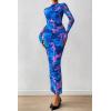 imagePRETTYGARDEN Womens Long Sleeve Maxi Dresses 2026 Spring Ruched Bodycon Floral Mesh Formal Wedding Guest Cocktail Party DressFloral Blue Pink
