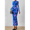 imagePRETTYGARDEN Womens Long Sleeve Maxi Dresses 2026 Spring Ruched Bodycon Floral Mesh Formal Wedding Guest Cocktail Party DressFloral Blue Pink
