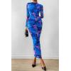 imagePRETTYGARDEN Womens Long Sleeve Maxi Dresses 2026 Spring Ruched Bodycon Floral Mesh Formal Wedding Guest Cocktail Party DressFloral Blue Pink