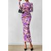 imagePRETTYGARDEN Womens Long Sleeve Maxi Dresses 2026 Spring Ruched Bodycon Floral Mesh Formal Wedding Guest Cocktail Party DressFloral Grey Purple