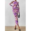 imagePRETTYGARDEN Womens Long Sleeve Maxi Dresses 2026 Spring Ruched Bodycon Floral Mesh Formal Wedding Guest Cocktail Party DressFloral Grey Purple