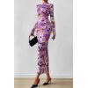 imagePRETTYGARDEN Womens Long Sleeve Maxi Dresses 2026 Spring Ruched Bodycon Floral Mesh Formal Wedding Guest Cocktail Party DressFloral Grey Purple