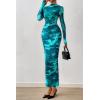 imagePRETTYGARDEN Womens Long Sleeve Maxi Dresses 2026 Spring Ruched Bodycon Floral Mesh Formal Wedding Guest Cocktail Party DressFloral Lake Blue
