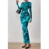 imagePRETTYGARDEN Womens Long Sleeve Maxi Dresses 2026 Spring Ruched Bodycon Floral Mesh Formal Wedding Guest Cocktail Party DressFloral Lake Blue