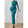 imagePRETTYGARDEN Womens Long Sleeve Maxi Dresses 2026 Spring Ruched Bodycon Floral Mesh Formal Wedding Guest Cocktail Party DressFloral Lake Blue