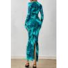 imagePRETTYGARDEN Womens Long Sleeve Maxi Dresses 2026 Spring Ruched Bodycon Floral Mesh Formal Wedding Guest Cocktail Party DressFloral Lake Blue