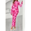 imagePRETTYGARDEN Womens Long Sleeve Maxi Dresses 2026 Spring Ruched Bodycon Floral Mesh Formal Wedding Guest Cocktail Party DressFloral Pink Rose Red