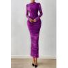 imagePRETTYGARDEN Womens Long Sleeve Maxi Dresses 2026 Spring Ruched Bodycon Floral Mesh Formal Wedding Guest Cocktail Party DressFloral Purple