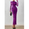 imagePRETTYGARDEN Womens Long Sleeve Maxi Dresses 2026 Spring Ruched Bodycon Floral Mesh Formal Wedding Guest Cocktail Party DressFloral Purple
