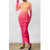 imagePRETTYGARDEN Womens Long Sleeve Maxi Dresses 2026 Spring Ruched Bodycon Floral Mesh Formal Wedding Guest Cocktail Party DressGradient Bean Paste