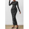 imagePRETTYGARDEN Womens Long Sleeve Maxi Dresses 2026 Spring Ruched Bodycon Floral Mesh Formal Wedding Guest Cocktail Party DressPolka Dot Black