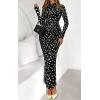 imagePRETTYGARDEN Womens Long Sleeve Maxi Dresses 2026 Spring Ruched Bodycon Floral Mesh Formal Wedding Guest Cocktail Party DressPolka Dot Black