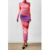 imagePRETTYGARDEN Womens Long Sleeve Maxi Dresses 2026 Spring Ruched Bodycon Floral Mesh Formal Wedding Guest Cocktail Party DressRainbow Print