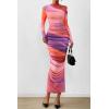 imagePRETTYGARDEN Womens Long Sleeve Maxi Dresses 2026 Spring Ruched Bodycon Floral Mesh Formal Wedding Guest Cocktail Party DressRainbow Print