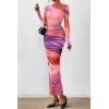 imagePRETTYGARDEN Womens Long Sleeve Maxi Dresses 2026 Spring Ruched Bodycon Floral Mesh Formal Wedding Guest Cocktail Party DressRainbow Print