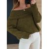 imagePRETTYGARDEN Womens Off The Shoulder Sweater Long Sleeve Tops 2026 Fall Loose Knit Pullover Sweaters Winter ClothesArmy Green