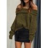 imagePRETTYGARDEN Womens Off The Shoulder Sweater Long Sleeve Tops 2026 Fall Loose Knit Pullover Sweaters Winter ClothesArmy Green