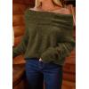 imagePRETTYGARDEN Womens Off The Shoulder Sweater Long Sleeve Tops 2026 Fall Loose Knit Pullover Sweaters Winter ClothesArmy Green