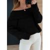 imagePRETTYGARDEN Womens Off The Shoulder Sweater Long Sleeve Tops 2026 Fall Loose Knit Pullover Sweaters Winter ClothesBlack