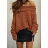 imagePRETTYGARDEN Womens Off The Shoulder Sweater Long Sleeve Tops 2026 Fall Loose Knit Pullover Sweaters Winter ClothesBrick Red