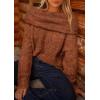 imagePRETTYGARDEN Womens Off The Shoulder Sweater Long Sleeve Tops 2026 Fall Loose Knit Pullover Sweaters Winter ClothesBrick Red