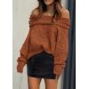 imagePRETTYGARDEN Womens Off The Shoulder Sweater Long Sleeve Tops 2026 Fall Loose Knit Pullover Sweaters Winter ClothesBrick Red