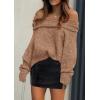 imagePRETTYGARDEN Womens Off The Shoulder Sweater Long Sleeve Tops 2026 Fall Loose Knit Pullover Sweaters Winter ClothesCamel