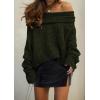 imagePRETTYGARDEN Womens Off The Shoulder Sweater Long Sleeve Tops 2026 Fall Loose Knit Pullover Sweaters Winter ClothesDark Army Green
