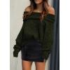 imagePRETTYGARDEN Womens Off The Shoulder Sweater Long Sleeve Tops 2026 Fall Loose Knit Pullover Sweaters Winter ClothesDark Army Green
