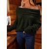 imagePRETTYGARDEN Womens Off The Shoulder Sweater Long Sleeve Tops 2026 Fall Loose Knit Pullover Sweaters Winter ClothesDark Army Green