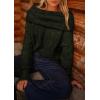 imagePRETTYGARDEN Womens Off The Shoulder Sweater Long Sleeve Tops 2026 Fall Loose Knit Pullover Sweaters Winter ClothesDark Army Green