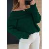 imagePRETTYGARDEN Womens Off The Shoulder Sweater Long Sleeve Tops 2026 Fall Loose Knit Pullover Sweaters Winter ClothesDark Green