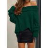 imagePRETTYGARDEN Womens Off The Shoulder Sweater Long Sleeve Tops 2026 Fall Loose Knit Pullover Sweaters Winter ClothesDark Green