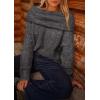 imagePRETTYGARDEN Womens Off The Shoulder Sweater Long Sleeve Tops 2026 Fall Loose Knit Pullover Sweaters Winter ClothesDark Grey