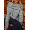 imagePRETTYGARDEN Womens Off The Shoulder Sweater Long Sleeve Tops 2026 Fall Loose Knit Pullover Sweaters Winter ClothesGrey