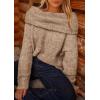 imagePRETTYGARDEN Womens Off The Shoulder Sweater Long Sleeve Tops 2026 Fall Loose Knit Pullover Sweaters Winter ClothesKhaki