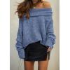 imagePRETTYGARDEN Womens Off The Shoulder Sweater Long Sleeve Tops 2026 Fall Loose Knit Pullover Sweaters Winter ClothesMist Blue