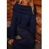 imagePRETTYGARDEN Womens Off The Shoulder Sweater Long Sleeve Tops 2026 Fall Loose Knit Pullover Sweaters Winter ClothesNavy