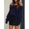 imagePRETTYGARDEN Womens Off The Shoulder Sweater Long Sleeve Tops 2026 Fall Loose Knit Pullover Sweaters Winter ClothesNavy