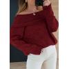 imagePRETTYGARDEN Womens Off The Shoulder Sweater Long Sleeve Tops 2026 Fall Loose Knit Pullover Sweaters Winter ClothesWine Red