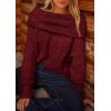 imagePRETTYGARDEN Womens Off The Shoulder Sweater Long Sleeve Tops 2026 Fall Loose Knit Pullover Sweaters Winter ClothesWine Red
