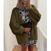 imagePRETTYGARDEN Womens Oversized Cardigan Sweaters 2026 Fall Long Lantern Sleeve Knit Open Front Lightweight SweaterArmy Green