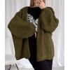 imagePRETTYGARDEN Womens Oversized Cardigan Sweaters 2026 Fall Long Lantern Sleeve Knit Open Front Lightweight SweaterArmy Green