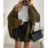 imagePRETTYGARDEN Womens Oversized Cardigan Sweaters 2026 Fall Long Lantern Sleeve Knit Open Front Lightweight SweaterArmy Green