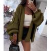 imagePRETTYGARDEN Womens Oversized Cardigan Sweaters 2026 Fall Long Lantern Sleeve Knit Open Front Lightweight SweaterArmy Green