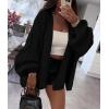 imagePRETTYGARDEN Womens Oversized Cardigan Sweaters 2026 Fall Long Lantern Sleeve Knit Open Front Lightweight SweaterBlack