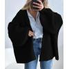 imagePRETTYGARDEN Womens Oversized Cardigan Sweaters 2026 Fall Long Lantern Sleeve Knit Open Front Lightweight SweaterBlack